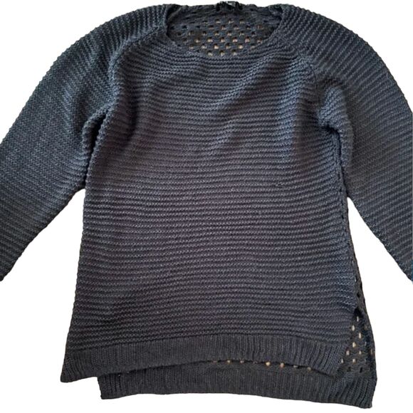 H&M Women's Black Knit Long Sleeve Sweater Light weight Medium - Picture 2 of 12